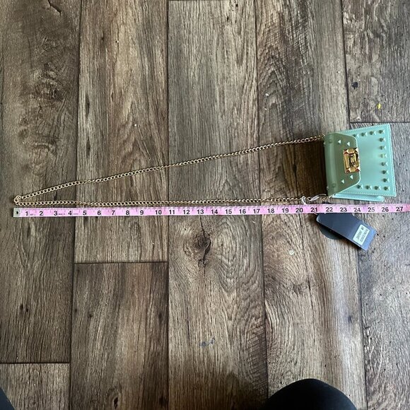 Tiny Mint Green Plastic Purse Gold Chain Strap & Clasp - Picture 13 of 13